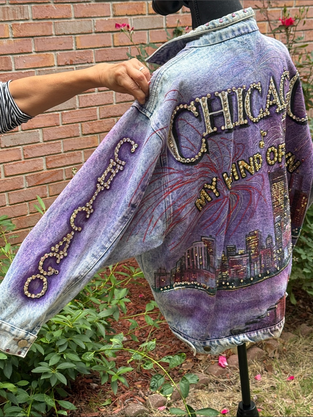Rare vintage 1987 Tony Alamo embellished Chicago Purple Ombre Jean Jacket - Picture 8 of 10